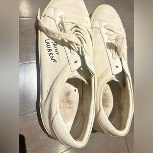 Saint Lauren canvas and leather sneakers color white size 45